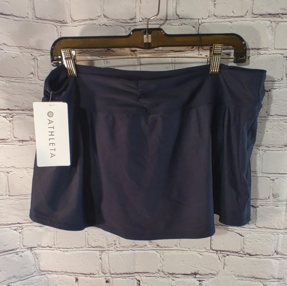 Athleta Skort Black NWT Shirred Band Swim Skort Chlorine Resistant Large - Picture 2 of 10